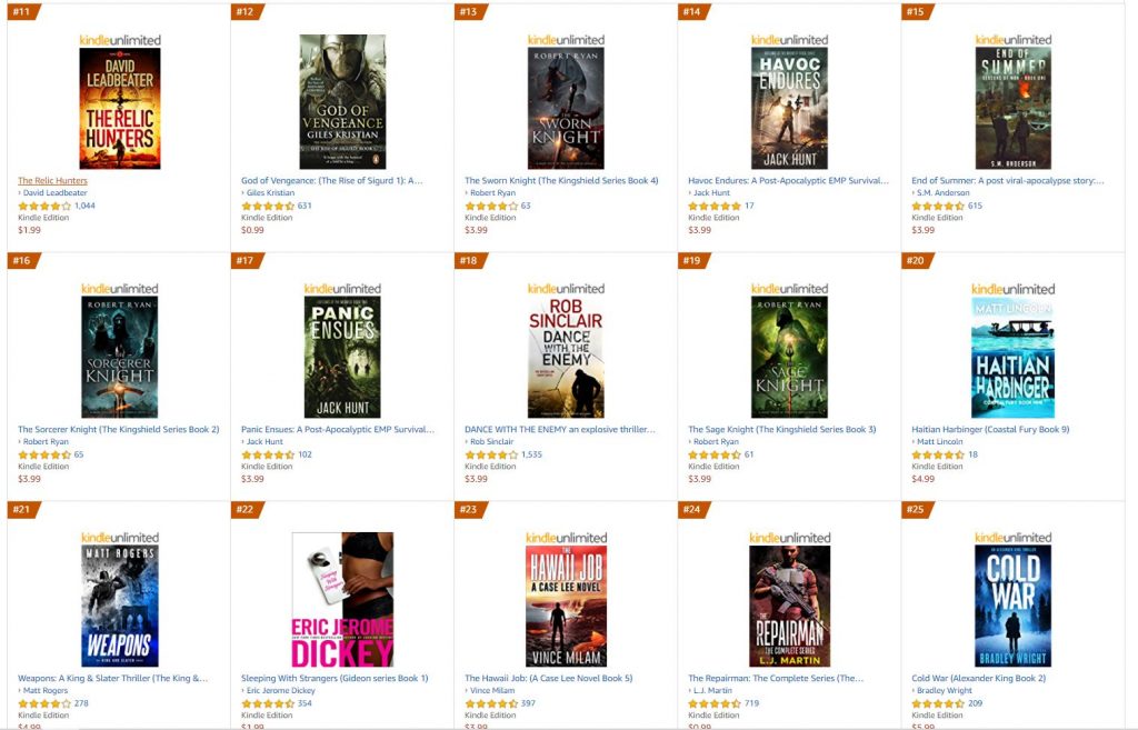 Men's Adventure Fiction Bestsellers