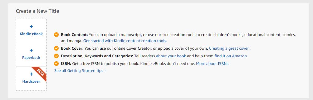 Hardcover KDP beta option
