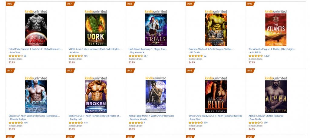 SF Romance Bestsellers