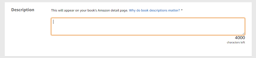 Amazon description field