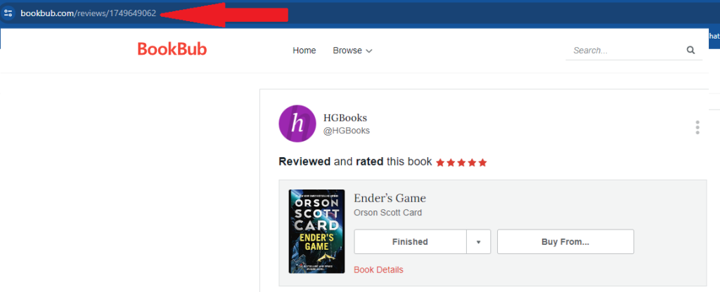 Bookbub Review page