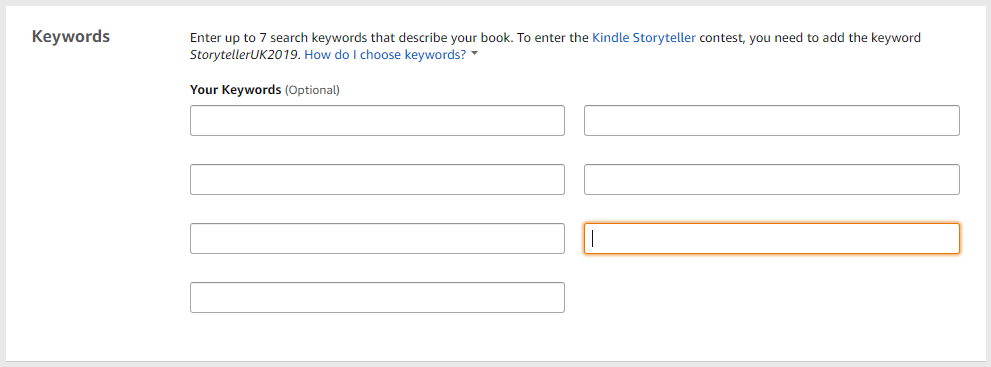 Amazon keyword fields